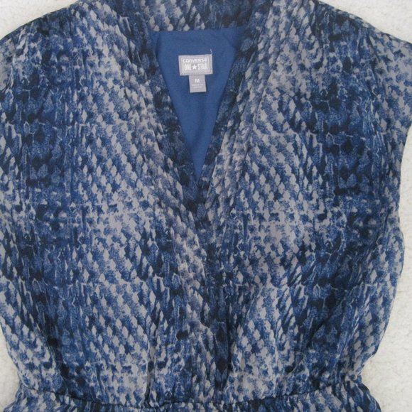 Converse One Star Dress Medium Blue Animal Print Cap Sleeve Womens Snake Skin - Picture 3 of 7